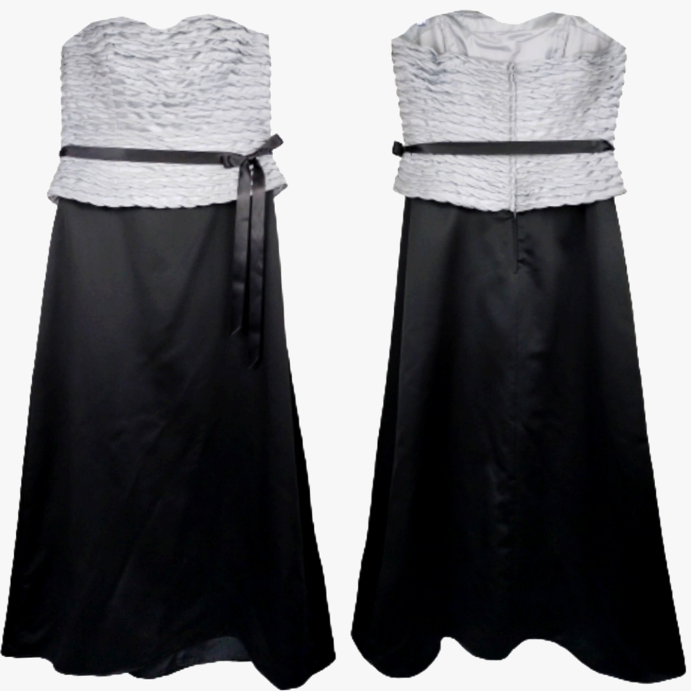 Forever Yours Braided Bodice w/ Black Satin A-line Skirt Gown  Sz.12/14